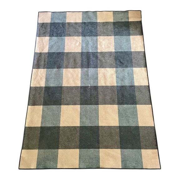 Ruggable Buffalo Plaid Blue Ivory Rug Discontinued 5 x 7 - Picture 1 of 14